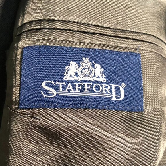 Stafford Men's Blazer Jacket 50R Black Sport Coat Double Button Classic Formal - Picture 3 of 16